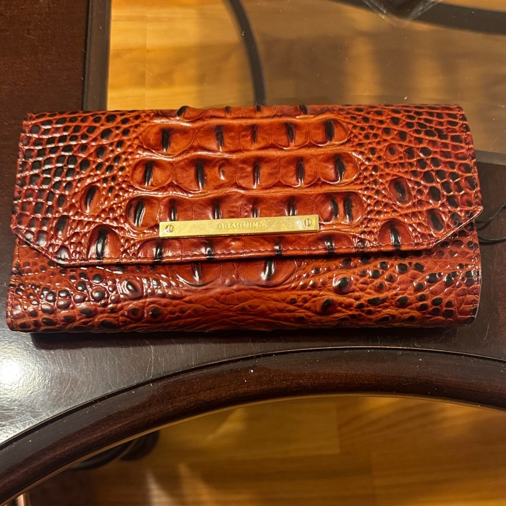 Brahmin Brown Crocodile Embossed Wallet